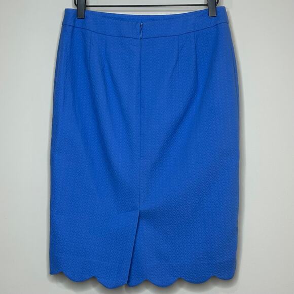 Talbots Blue Geometric Texture Skirt Size 2 Scalloped Hemline - Picture 7 of 9